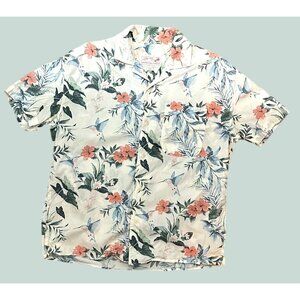 American Eagle Mens Tropical Floral Button-Down Short Sleeve Shirt Pocket XS‎
